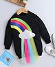 NAVKIYA G Fleece Full Sleeves Rainbow Frill Applique Detailed Sweatshirt Dress - Black