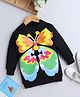 NAVKIYA G Fleece Full Sleeves Butterfly Printed Sweatshirt Dress - Black