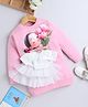 NAVKIYA G Fleece Full Sleeves Doll Printed & Frill Applique Detailed  Sweatshirt Dress - Pink