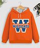 Trampoline Fleece Full Sleeves Wildcats Text Printed Hooded Sweatshirt - Orange