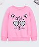 Trampoline Fleece Full Sleeves Cat Printed Sweatshirt - Pink