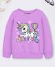Trampoline Fleece Full Sleeves Unicorn Printed Sweatshirt - Purple