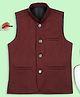 KIDS ISLAND Sleeveless Solid Nehru Jacket - Maroon