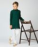 KIDS ISLAND Cotton Full Sleeves Threadwork Embroidered & Sequins Embellished Kurta Pyjama Set - Bottle Green