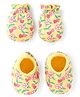 Babyhug Interlock Knit Cotton Mittens & Booties with Floral Print - Yellow