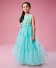 MASTARANG Organza Sleeveless Floral Embroidered Tiered Dress - Aqua Blue