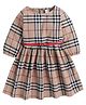 Funshine Cotton Three Fourth Sleeves Checked Yarn Dyed Dress - Fawn