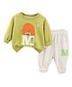 Little Surprise Box Full Sleeves M Alphabet Printed Soft Breathable Coordinating Sweatshirt & Joggers Set - Mint Green