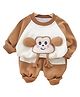 Little Surprise Box Full Raglan Sleeves Monkey Applique Detailed Breathable Sweatshirt & Joggers Set - Brown