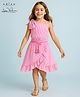 Arias Cotton Woven Striped Seersucker Top With Calf Length Wraparound Skirt Set - Pink
