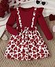 Fashion Dream Cotton Blend Full Sleeves Bow Applique & Frill Detailed Hearts Printed Dress - Maroon