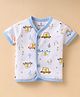Child World Interlock Knit Half Sleeves Jhabla With Vehicle Print - Light Blue