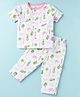 Child World Interlock Knit Half Sleeves Co-Ord Nightsuit with Sea Life Theme Print - White & Pink