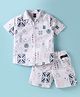 Olio Kids Cotton Knit Half Sleeves Printed Shirt & Shorts Set - White