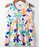 Teddy Sinker Knit Sleeveless Frock with Tropical Theme Print - White