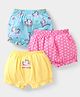 Babyhug 100% Cotton Knit Bloomers With Unicorn & Hearts Print Pack of 3 - Yellow Pink & Light Blue
