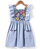 Tiara Cotton Spandex Sleeveless Frill Detailed Floral Printed Dress - Blue