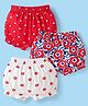 Babyhug 100% Cotton Knit Bloomers with Floral & Polka Dots Print Pack of 3 - Red & White