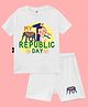 The Peppy Tend 100% Cotton Republic Day Theme Half Sleeves My 1st Republic Day Text Printed Tee & Shorts Set - White