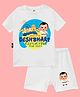 The Peppy Tend 100% Cotton Republic Day Theme Half Sleeves Chhota Deshbhakt Reporting For Duty Text Printed Tee & Shorts Set - White