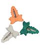 Aye Candy Tricolour Set Of 3 Bow Designed Shimmered Tic Tac Clips - Orange Green & White