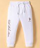 US Polo Assn Cotton Knit Full Length Lounge Pants with Brand Logo Embroidery - White