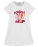 Luke and Lilly Cotton Knit Half Sleeves Popsicle Hustler Icecream Printed Knee Length Nighty - White