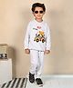 Superminis Cotton Full Sleeves Teddy Bear & Car Printed Sweatshirt With Joggers Set - Grey