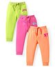 Babyhug Terry Knit Full Length Printed Lounge Pants Pack of 3 - Orange Dark Pink & Green