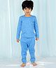 The Mom Store Cotton Full Sleeves Dinosaur Printed Tee & Coordinating Joggers Set - Blue