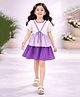 Tiara Cotton Jersey Half Puffed Sleeves Frill Detailed Colour Blocked Layered Dress - Lilac
