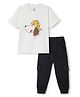 Funkrafts Cotton Half Sleeves Dog Printed Tee & Joggers Set - Off White & Black
