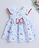 The Magic Wand Cotton Cap Sleeves Cars Printed Bow Applique Detailed Dress - Blue