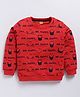 Kidcity Cotton Looper Full Sleeves Mr Happy Text Printed Sweatshirt - Red
