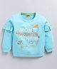Kidcity Cotton Looper Full Sleeves Space Theme Printed Sweatshirt - Light Firozi