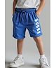 Primo Gino 100% Cotton Knit Knee Length Shorts With Text Print - Blue