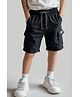 Primo Gino 100% Cotton Knee Length Solid Color Cargo Short- Black