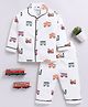 Clt.s Cotton Knitted Full Sleeves Vehicles Printed Coordinating Shirt & Pajama Set - Off White