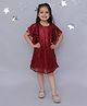 Lil' Drama Half Batwing Sleeves Sequins Embellished Dress - Red