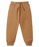 KAVEE Pure Cotton Terry Biowashed Solid Joggers - Brown