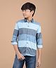 CRIMSOUNE CLUB 100% Cotton Full Sleeves Colour Blocked Shirt - Blue