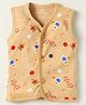 Child World Interlock Knit Front Open Sleeveless Jhablas With Space Theme Print -Peach