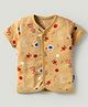 Child World Interlock Knit Half Sleeves Front Open Jhablas With Space Theme Print - Peach