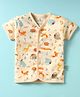 Child World Interlock Knit Half Sleeves Front Open Jhablas With Animal Print - Light Yellow
