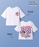 Pine Kids Disney Terry Knit Half Sleeves Oversized Drop Shoulder T-Shirt With Minnie Mouse Front And Back Graphics - White