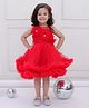 KID1 Net Sleeveless Floral Applique & Ruffle Detailed Pearls Embellished Dress - Red