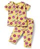 Doodle Poodle 100% Cotton Half Sleeves Co-Ords Night Suit With Floral & Rainbow Print - Yellow