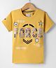 Noddy Cotton Lycra Half Sleeves Force Text Patch Embroidered Tee - Mustard