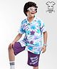 Ollington St. Cotton Floral Printed Half Sleeves Shirt & Knit Shorts Set - Multicolor & Purple
