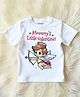 KNITROOT Cotton Lycra Valentines Day Theme Half Sleeves Mommys Little Valentine Text Printed Tee - White